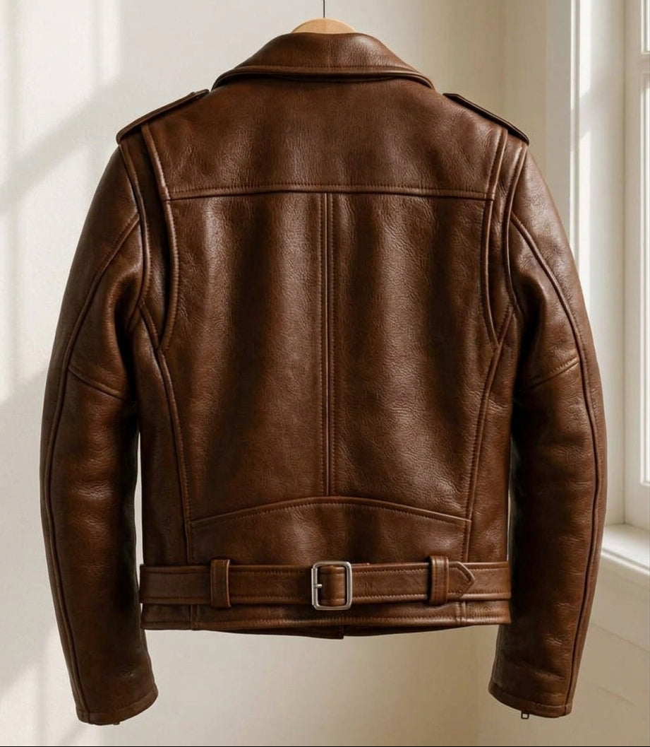 BROWN LEATHER RIDER JACKET