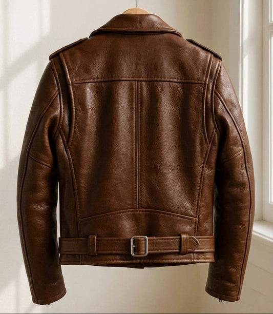 BROWN LEATHER RIDER JACKET