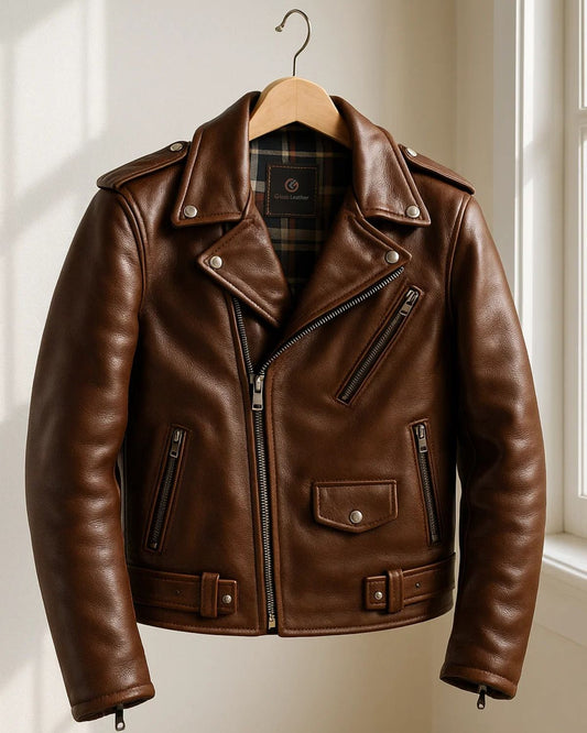 BROWN LEATHER RIDER JACKET