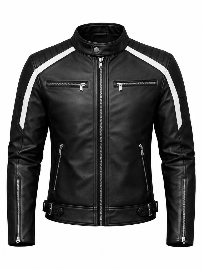 MOTORBIKERS BLACK LEATHER JACKET