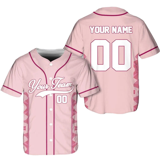 CUSTOM PINK AND WHITE BUTTON-DOWN BASEBALL JERSEY
