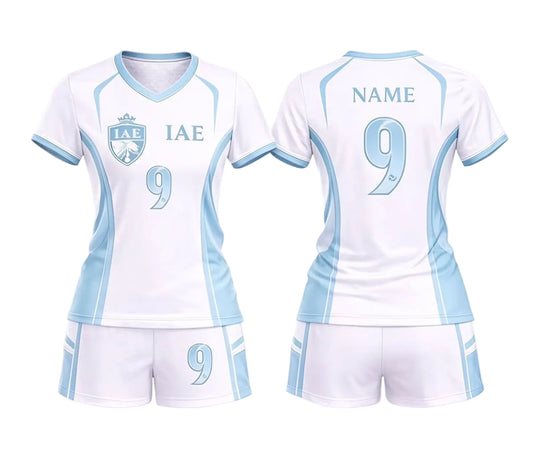 WOMEN CUSTOM V-NECK SHIRT WITH LIGHT BLUE SIDE PLANE SOCCER UNIFORM